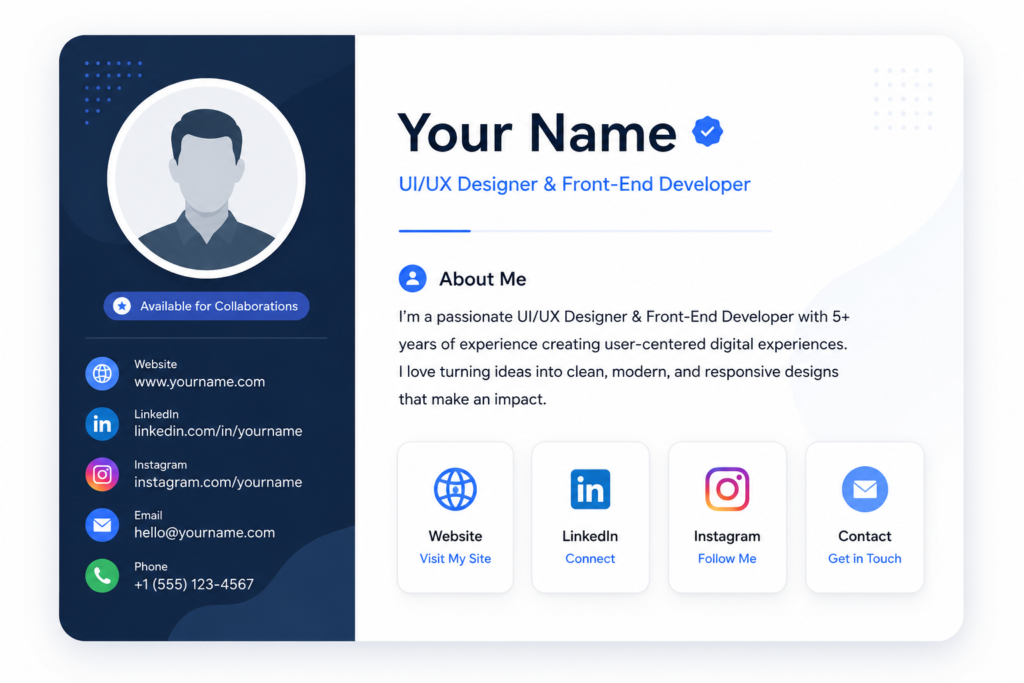 Example illustration of a Google People Card showing a professional profile.